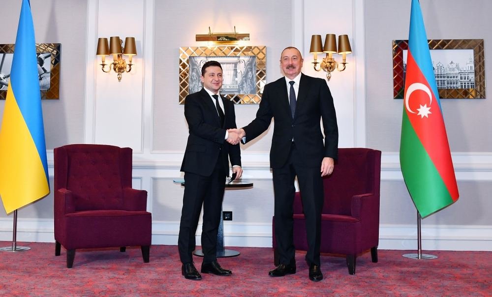Prezident İlham Əliyev Brüsseldə Ukrayna Prezidenti Volodimir Zelenski ilə görüşüb