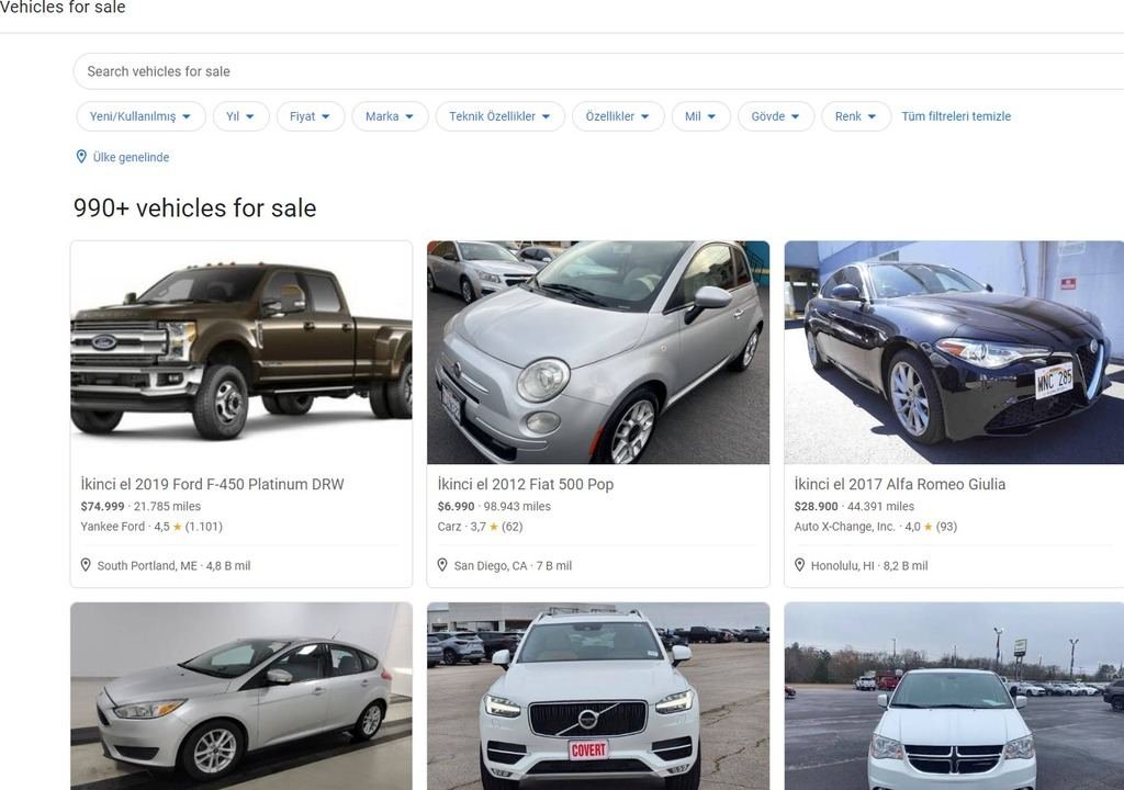 "Google"-un yeni funksiyası ilə işlənmiş avtomobillər siyahıya alınacaq