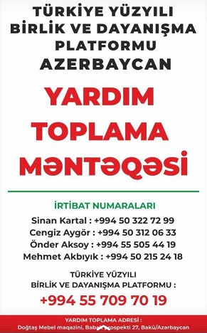 Türkiyə səfirliyi yardımla bağlı müraciət YAYDI