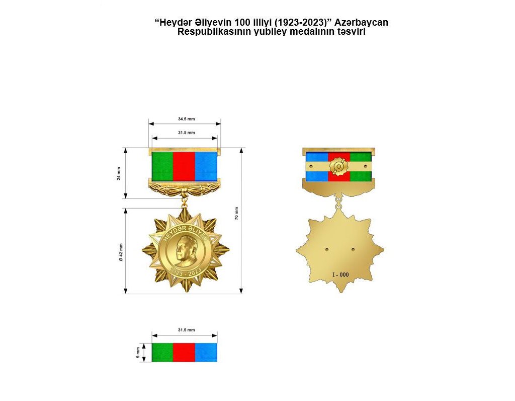 “Heydər Əliyevin 100 illiyi (1923-2023)” yubiley medalı təsis edilib