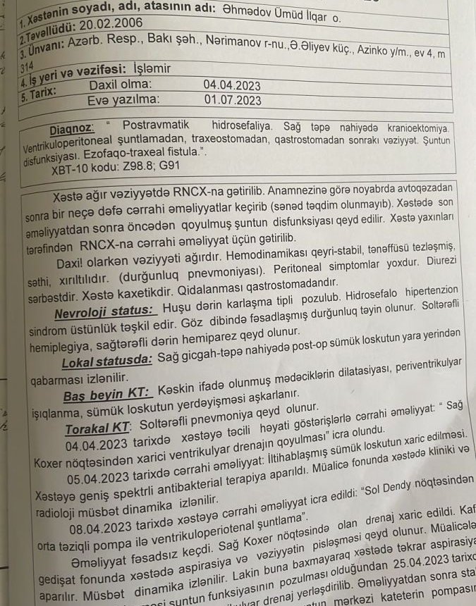 “Medera” hospitaldan əsassız ittihamlara reaksiya – VƏ YAXUD ÜMÜD ƏHMƏDOVU DİGƏR XƏSTƏXANALAR NƏ ÜÇÜN QƏBUL ETMƏMİŞDİ?
