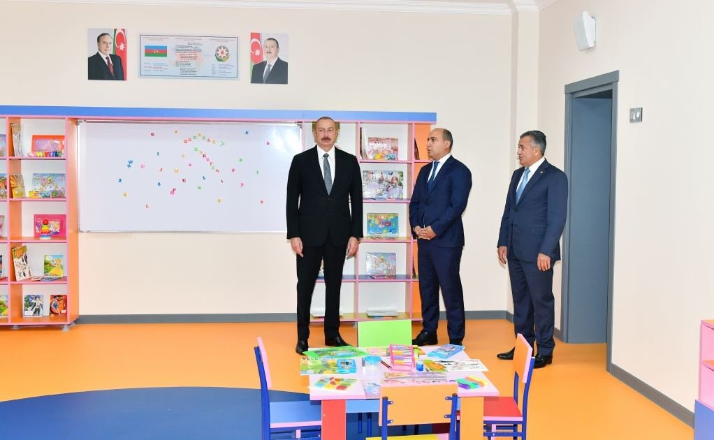 Prezident İlham Əliyev Xırdalan şəhər 11 nömrəli tam orta məktəbin yeni binasının açılışında iştirak edib