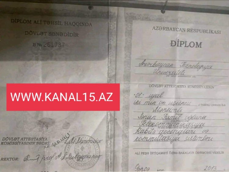 Regional Təhsil İdarəsinin müdiri Sənan Mənsimlinin diplomu yayıldı - Təhsillə əlaqəsi yoxdur Regional Təhsil İdarəsinin müdiri Sənan Mənsimlinin diplomu yayıldı - Təhsillə əlaqəsi yoxdur