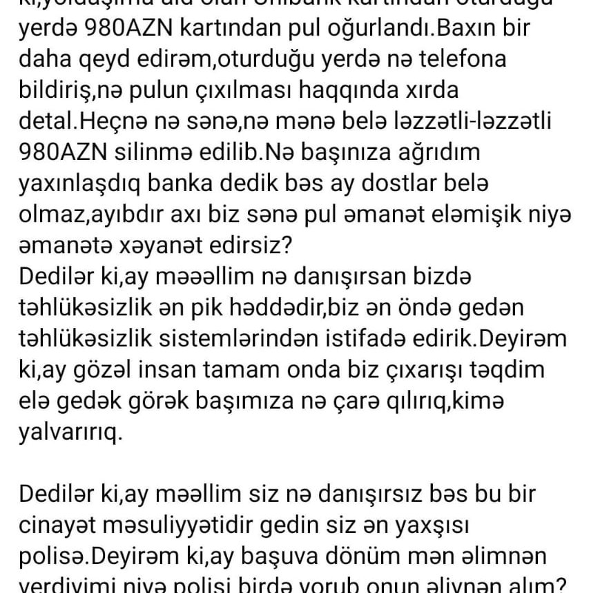 "Nə telefona bildiriş gəlib, nə pulun çıxılması haqqında..." - GİLEY